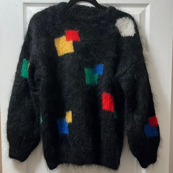 Vintage Sweaters - Vintage mohair geometric abstract print oversized sweater